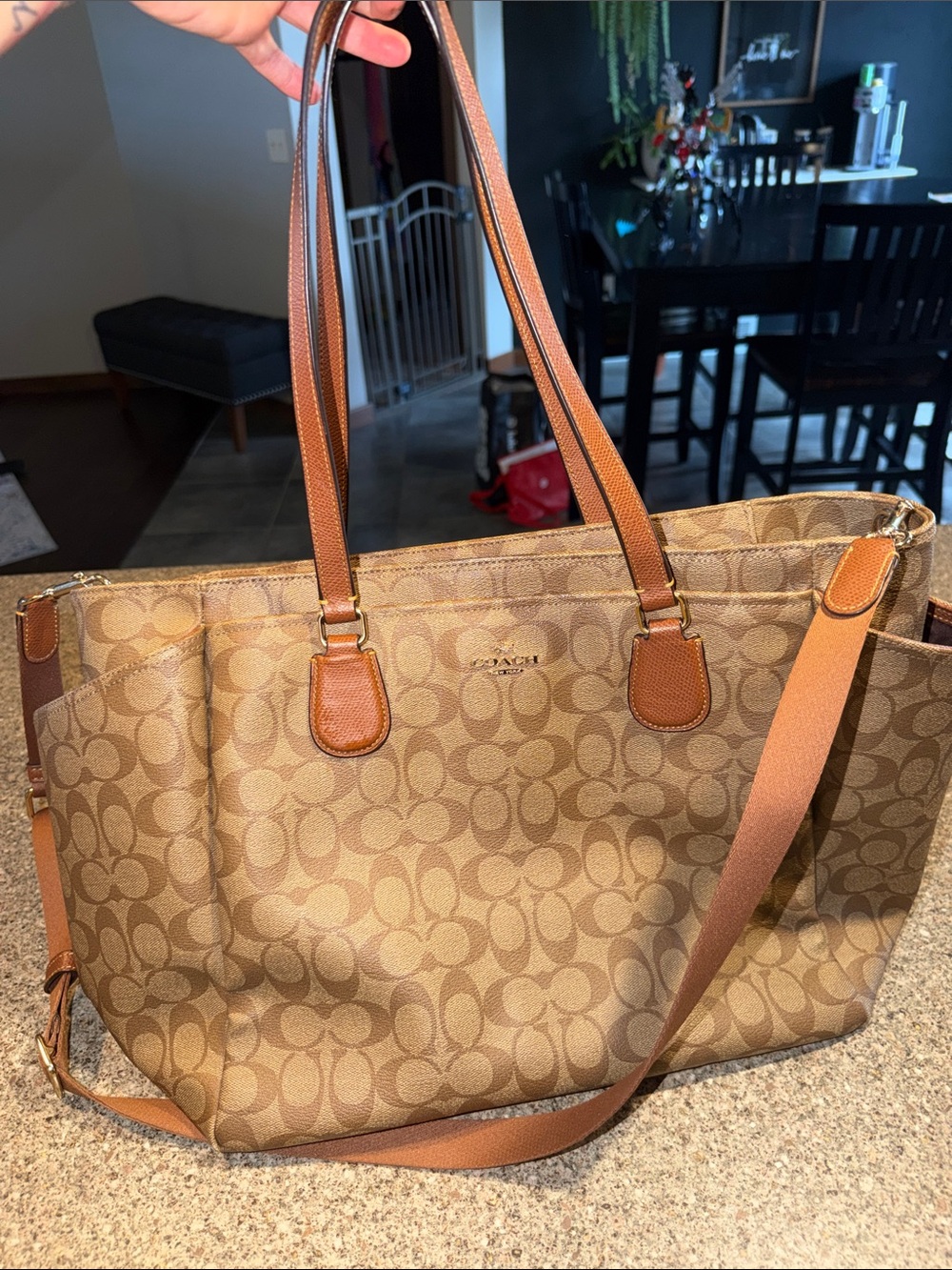 Coach Beige Signature Canvas Tote - Diaper Weekend bag